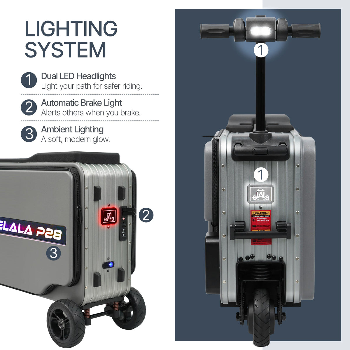 Elala P28 - The Rideable Checked Suitcase Built for Two