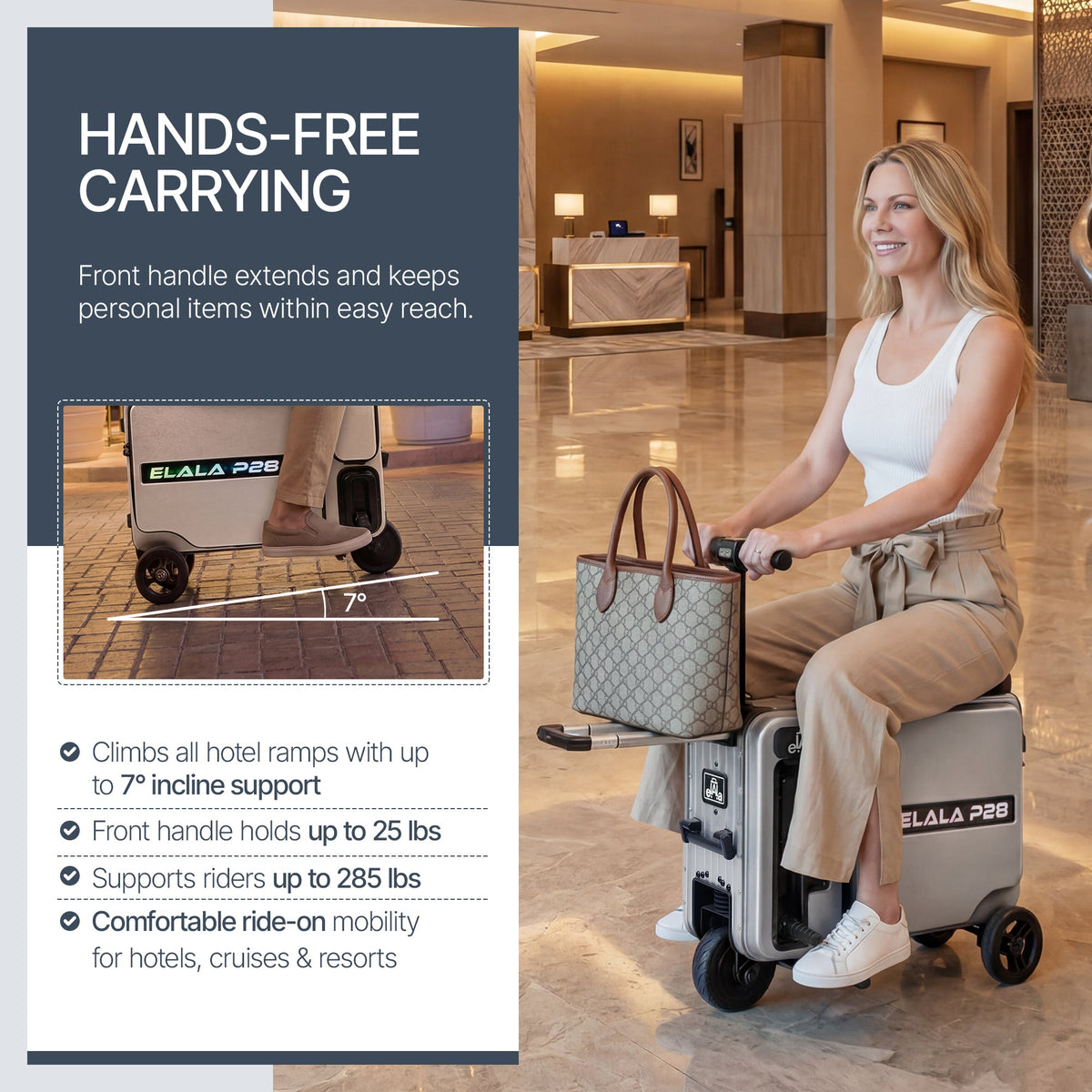Elala P28 - The Rideable Checked Suitcase Built for Two