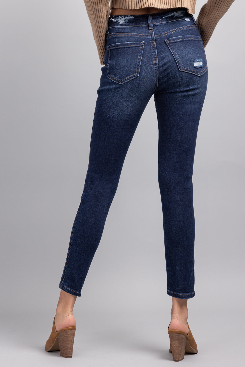 High Rise Destructed Skinny Jeans