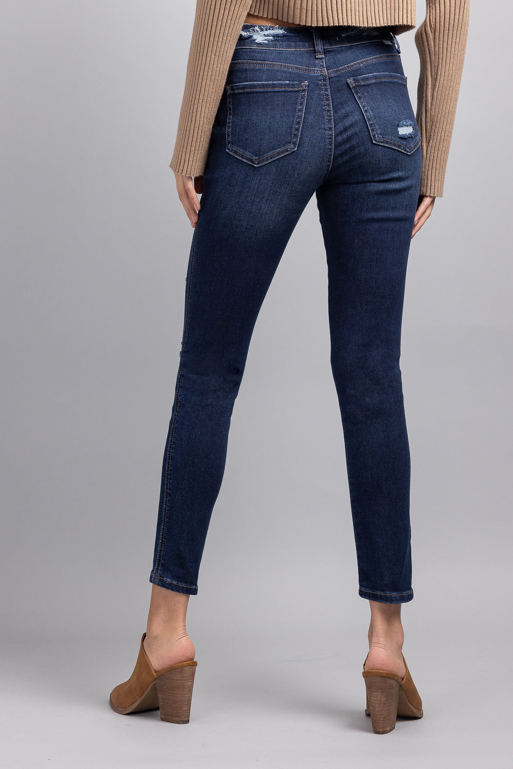 High Rise Destructed Skinny Jeans