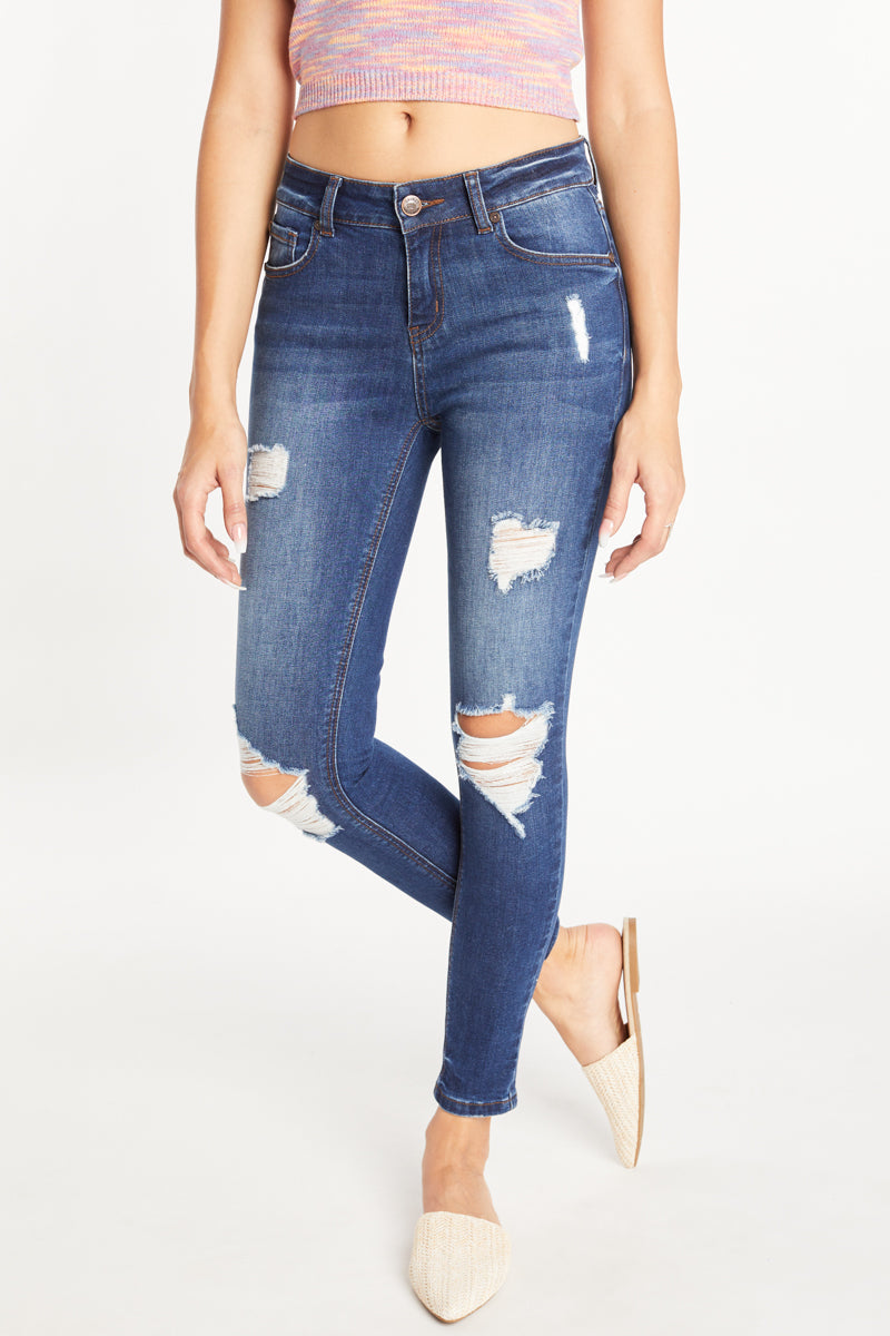 Distressed Denim Skinny Jeans