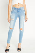 Distressed Mid Rise Ankle Skinny Jeans