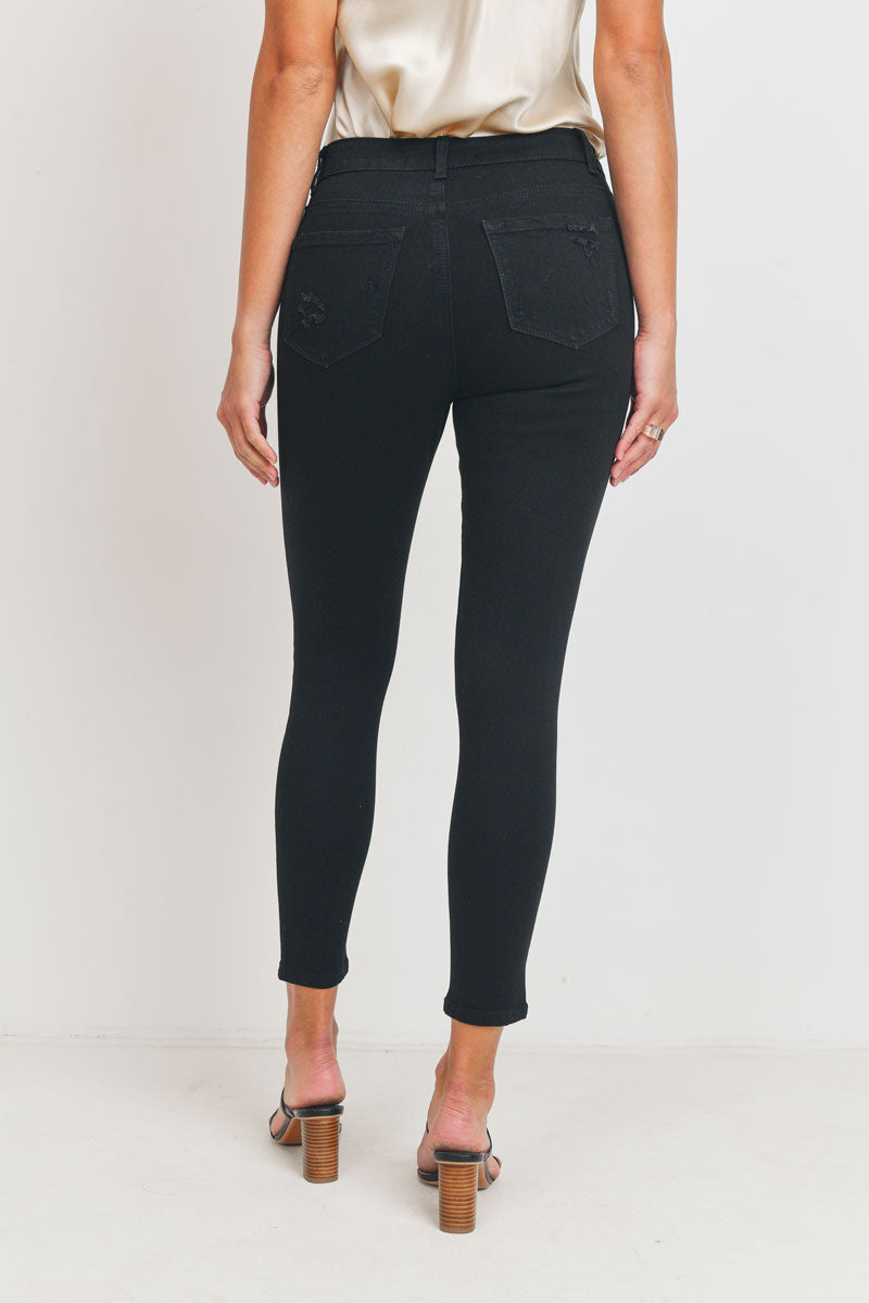 High Rise Destructed Skinny Jeans
