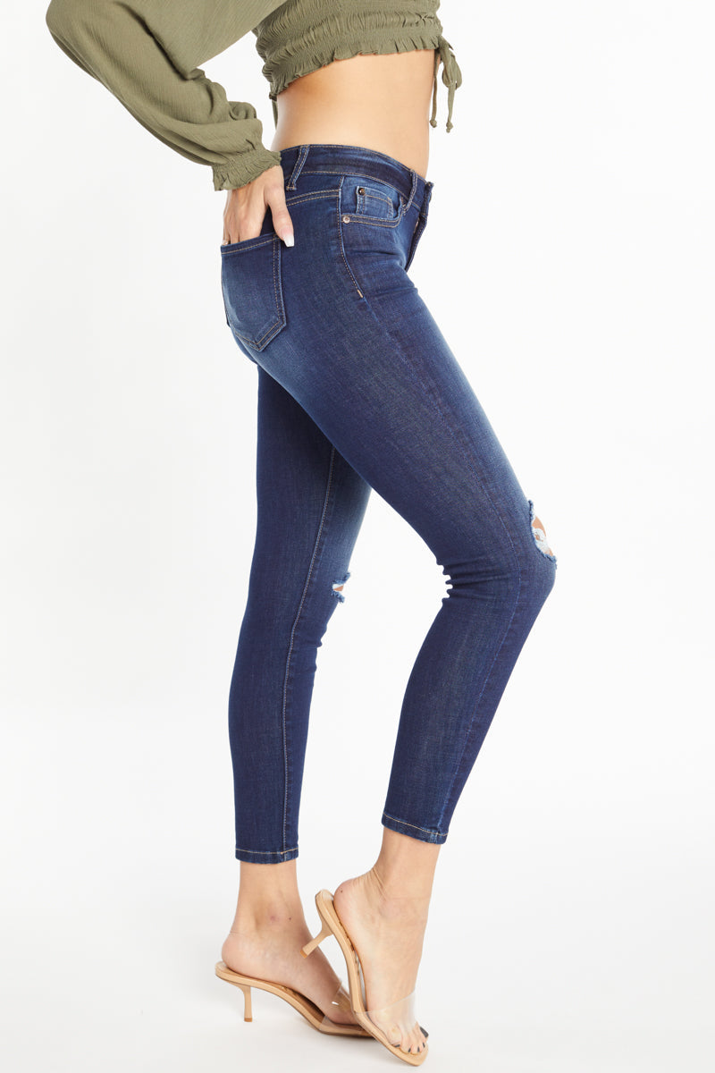 High Rise Destructed Skinny Jeans