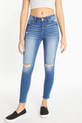High Rise Destructed Skinny Jeans