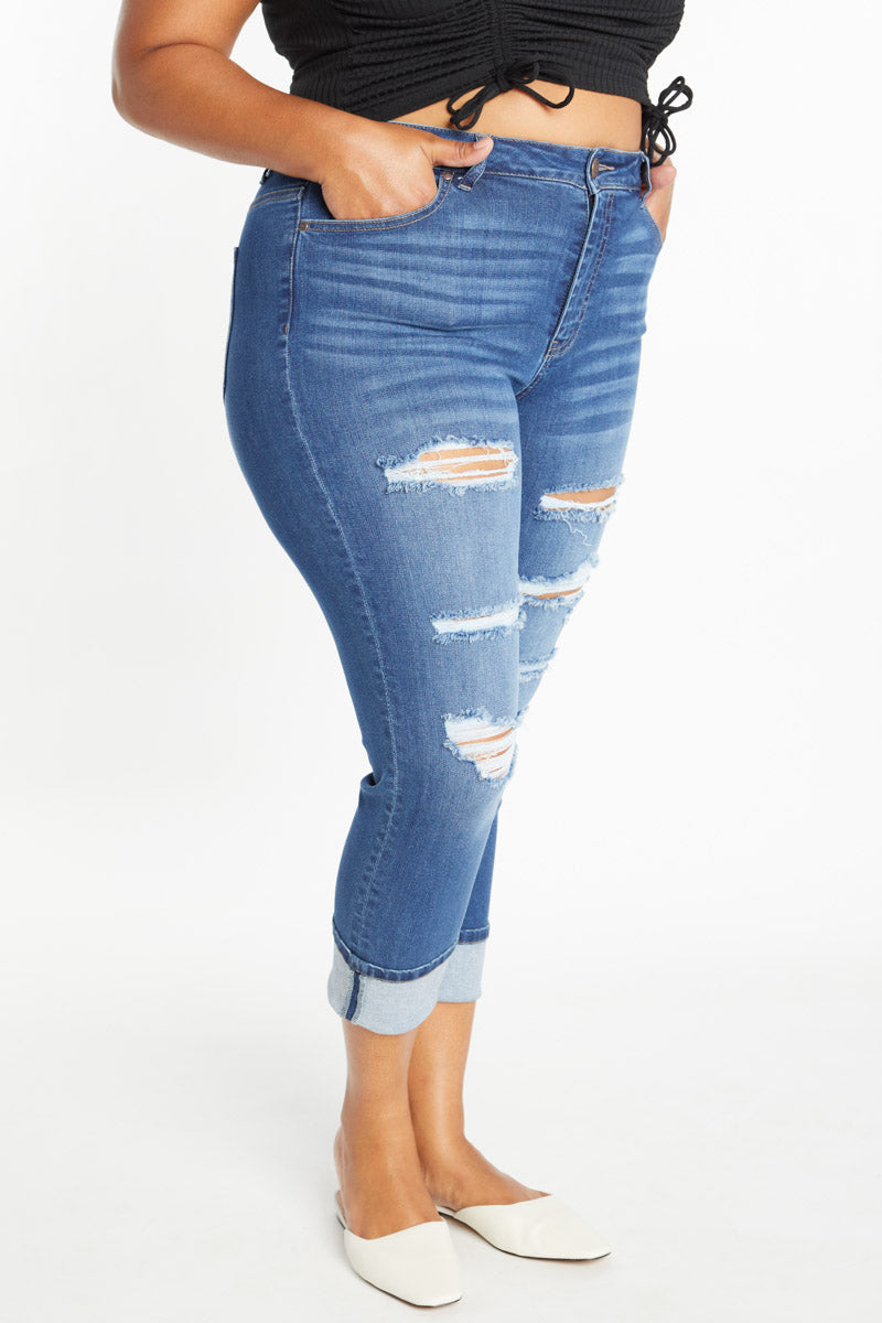 High Rise Wide Cuff Ankle Grazer