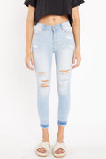 High Rise Destructed Skinny Jeans
