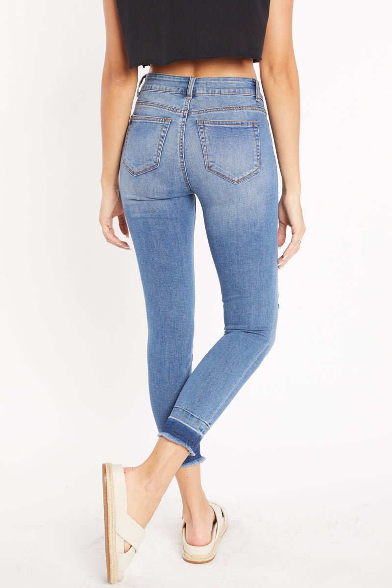 High Rise Destructed Skinny Jeans