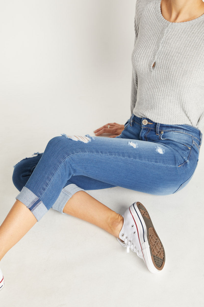 High Rise Cropped Skinny Jeans