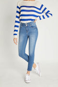 High Rise Push Up Ankle Skinny Jeans