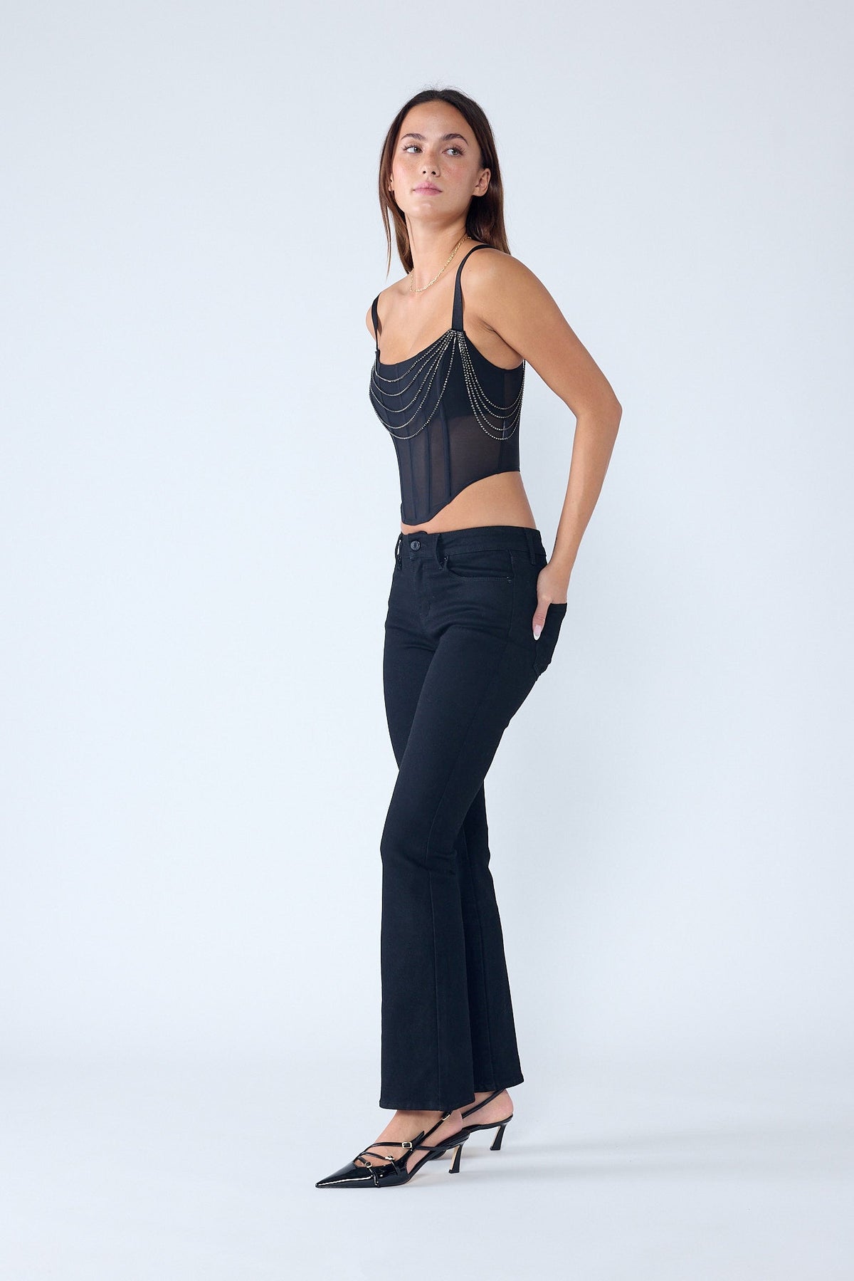 Mid Rise Tacking Detailed Bootcut Jeans