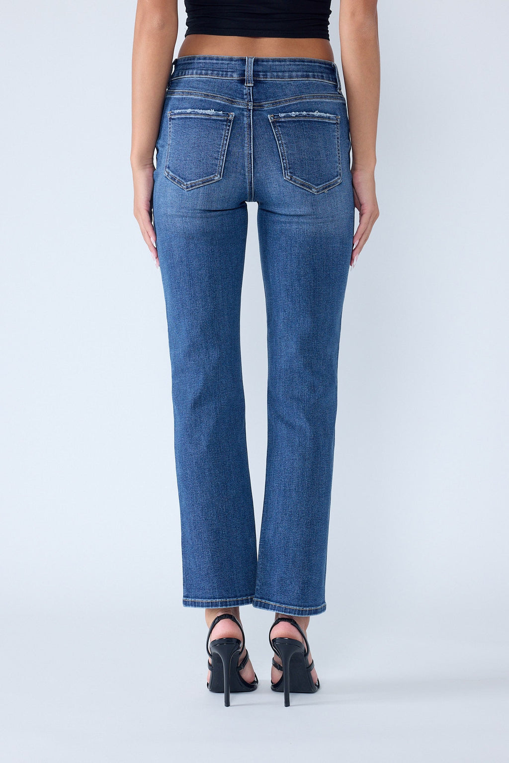 High Rise Destructed Straight Jeans