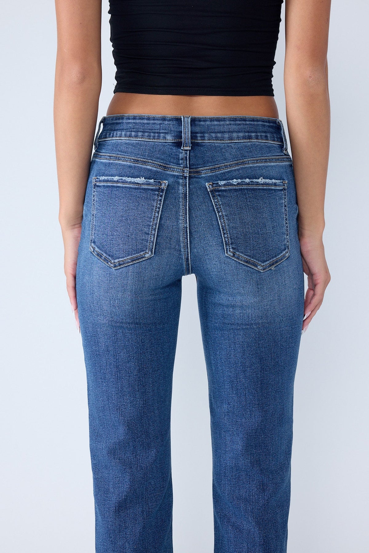 High Rise Destructed Straight Jeans