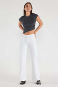 32.5 Inseam Basic White Wide Jeans