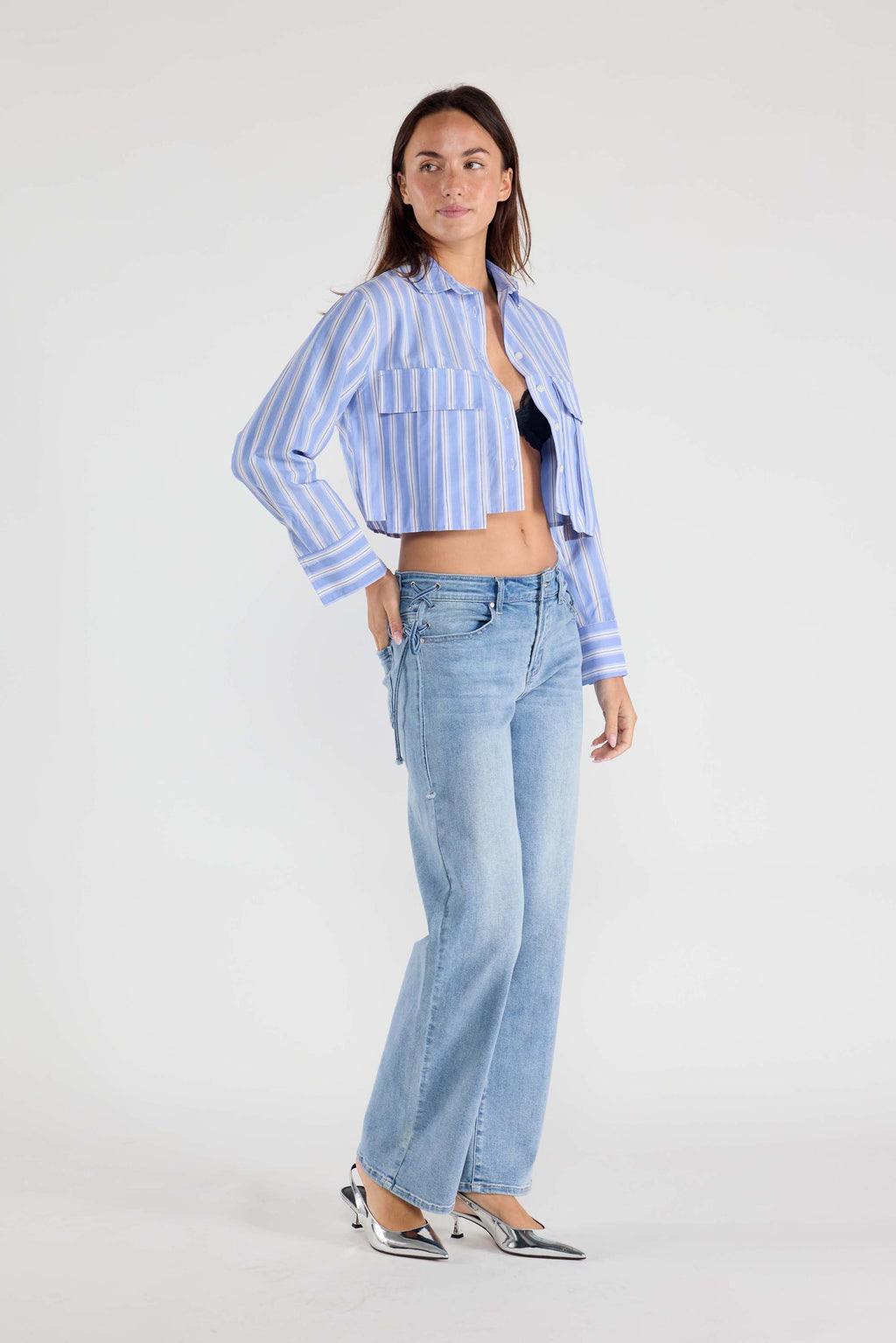 Lace up Side Relaxed Straight Jeans
