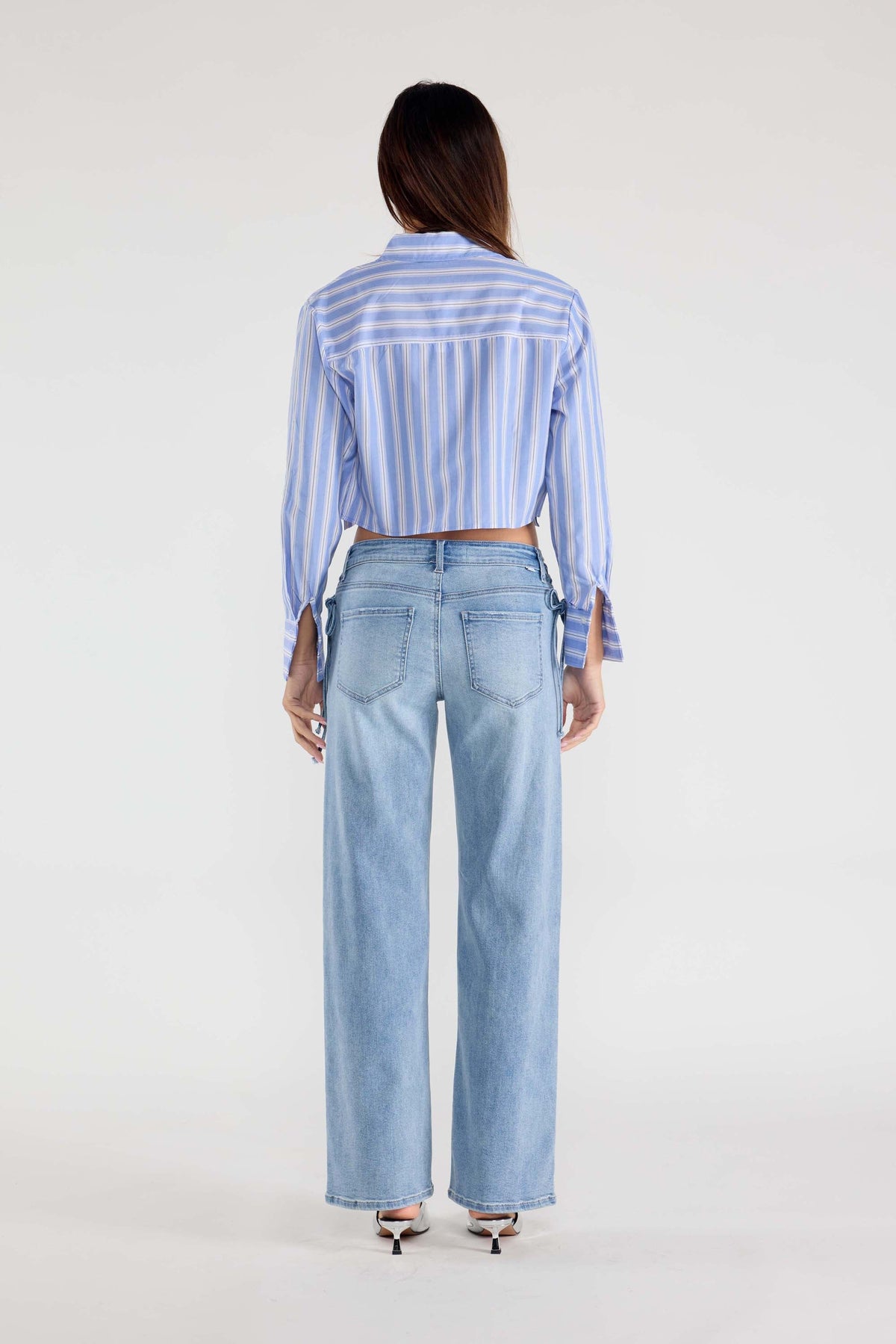 Lace up Side Relaxed Straight Jeans