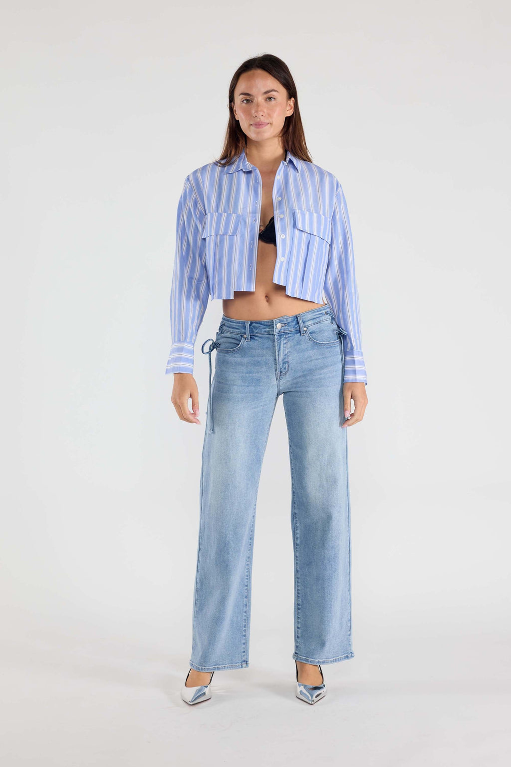 Lace up Side Relaxed Straight Jeans