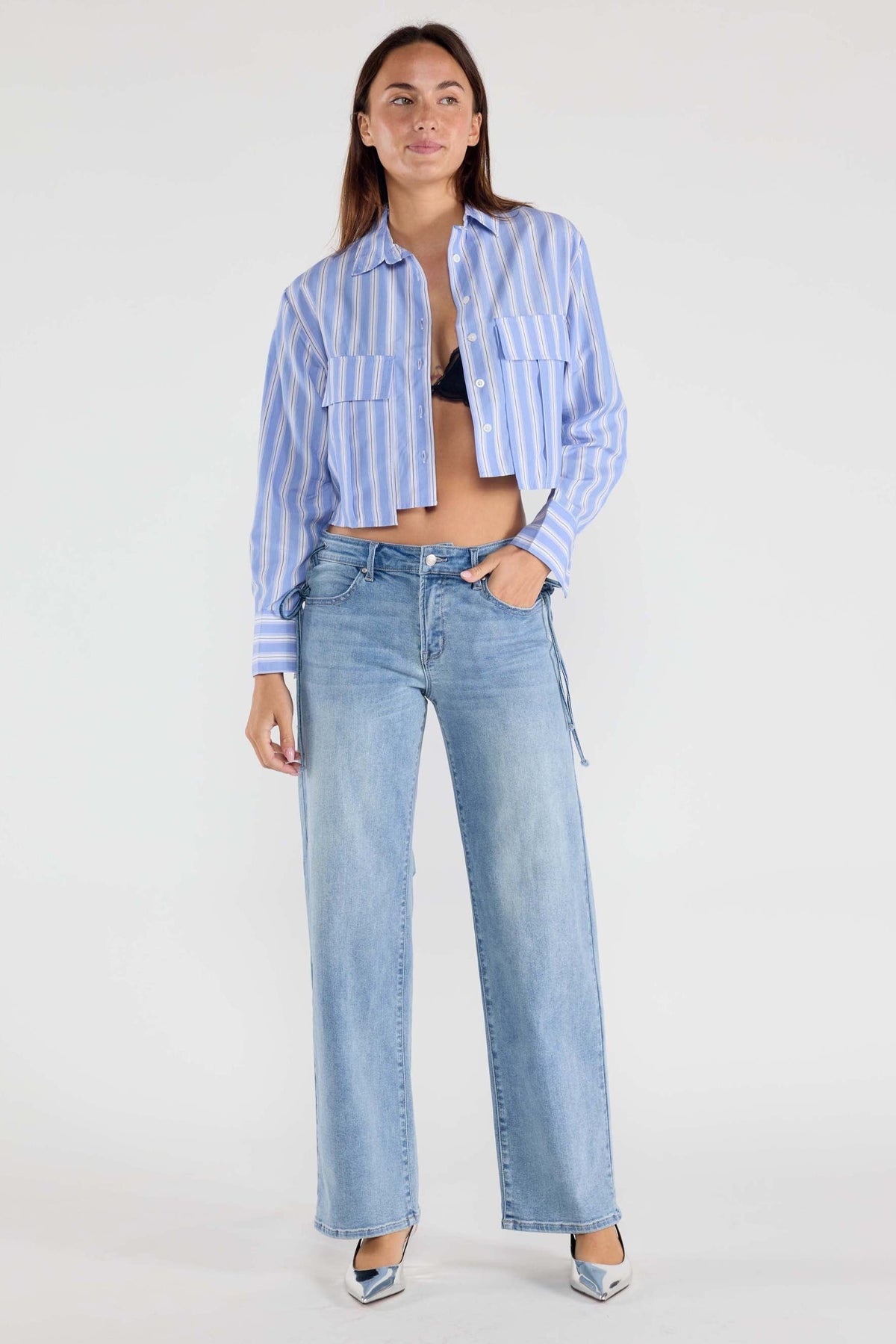 Lace up Side Relaxed Straight Jeans