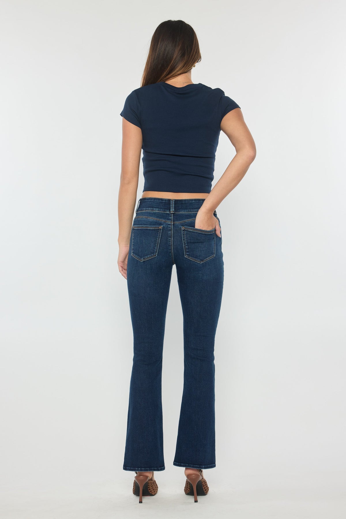 High Rise Two Button Bootcut Jeans