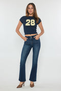 High Rise Two Button Bootcut Jeans