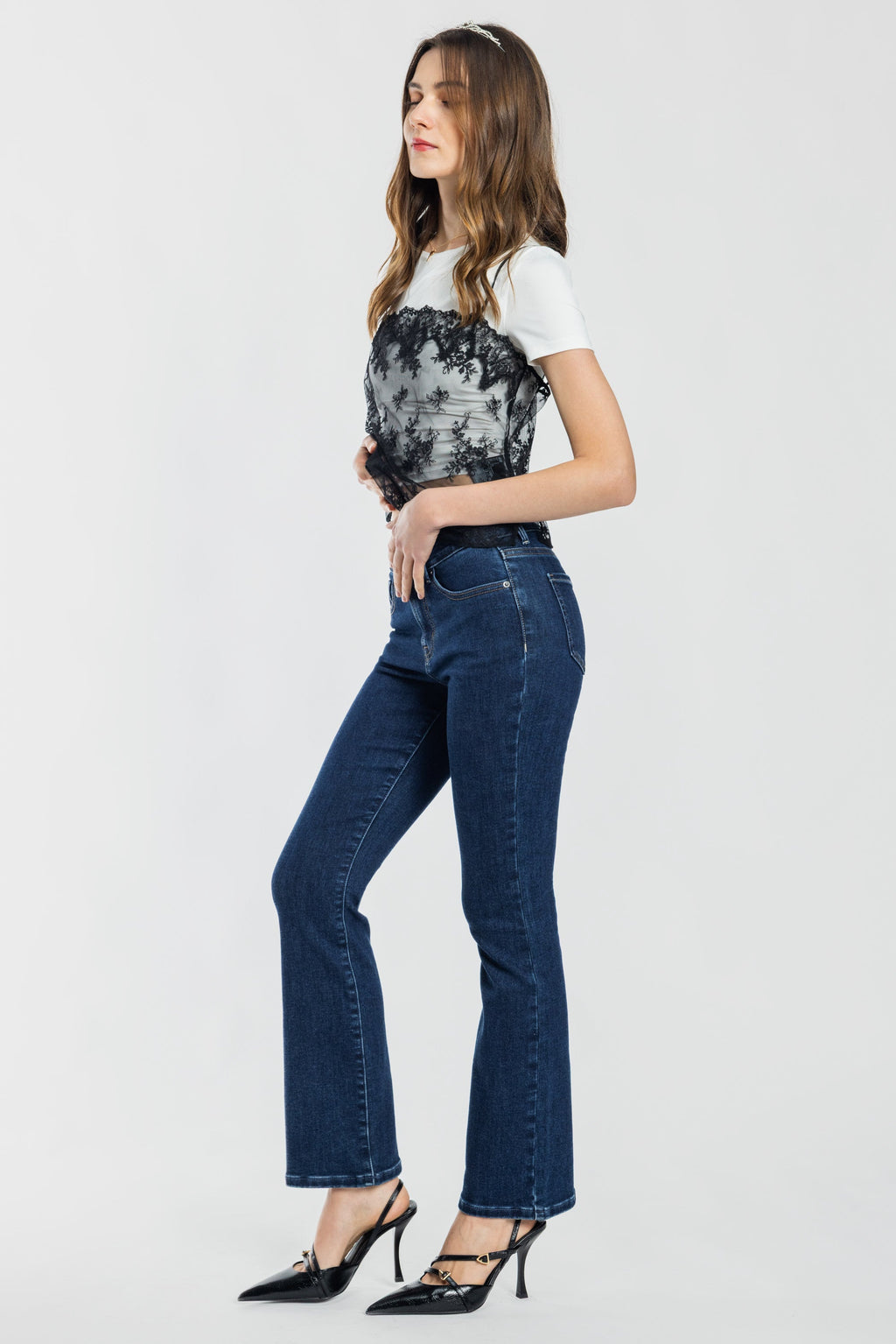 High Rise Baby Bootcut Jeans
