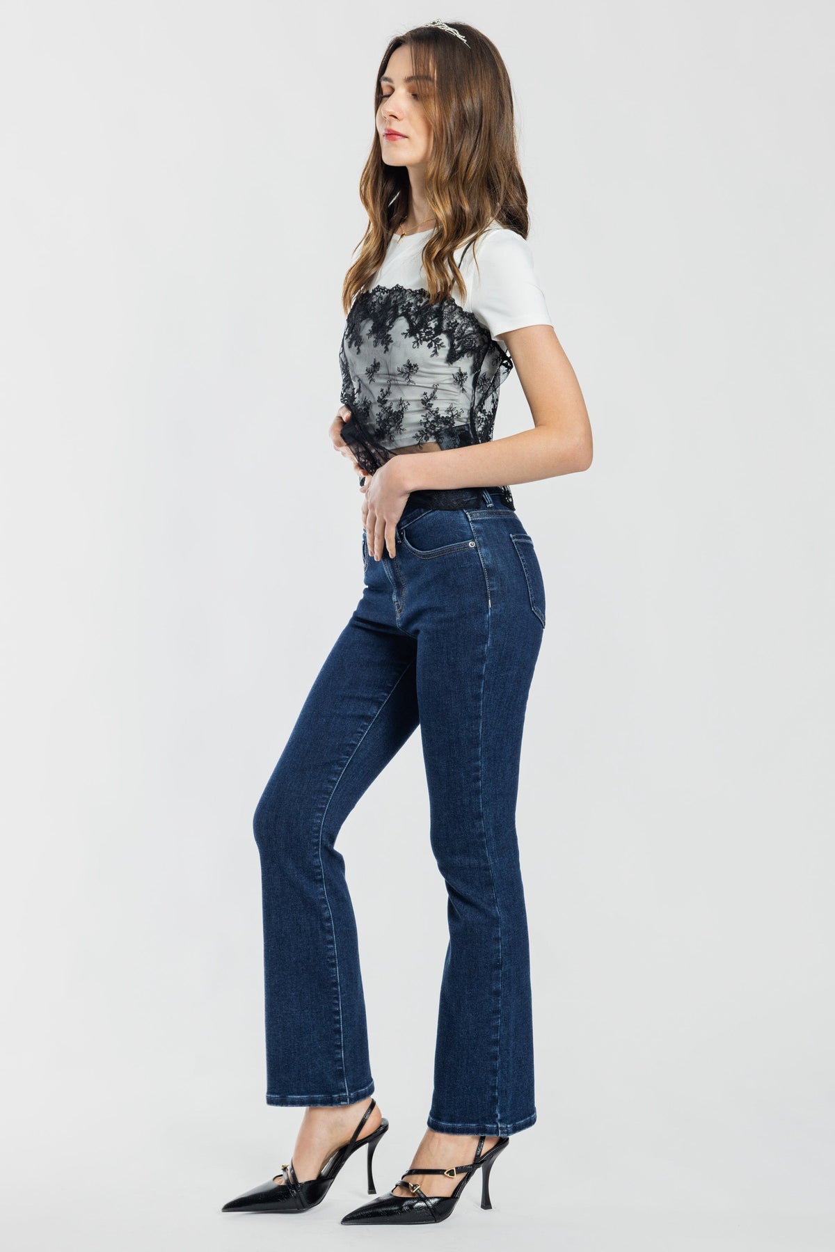 High Rise Baby Bootcut Jeans