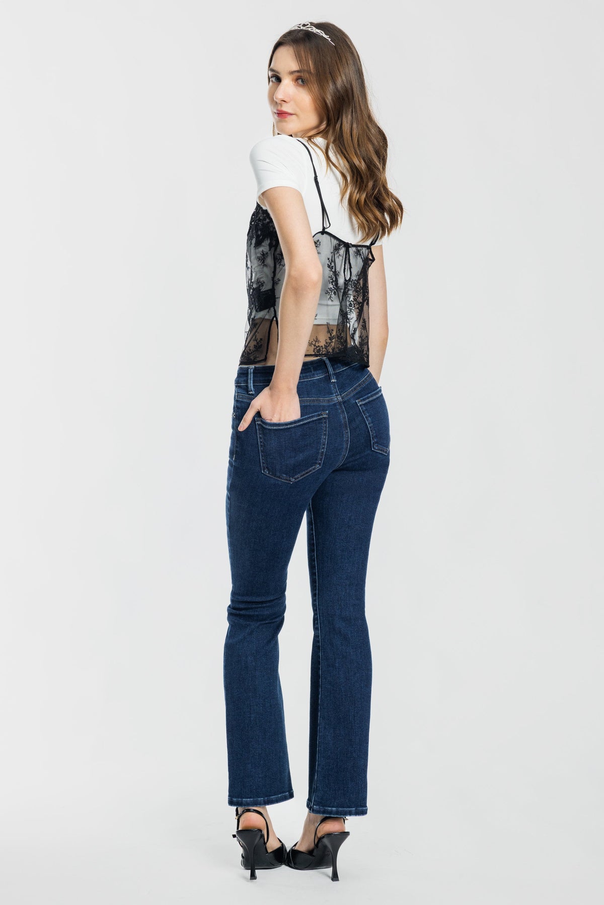 High Rise Baby Bootcut Jeans