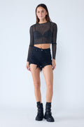 Super High Rise Destructed Mom Shorts