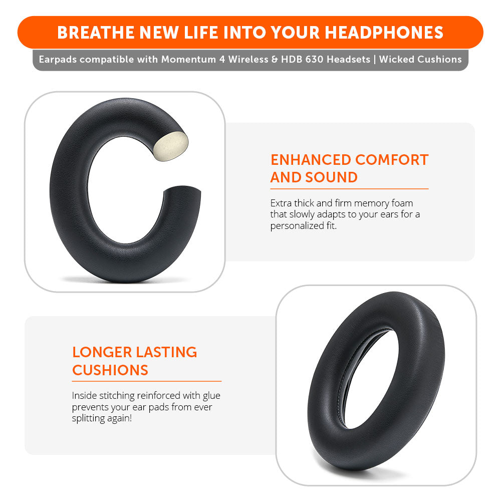 Sennheiser Momentum 4 & HDB 630 Earpads - WC PadZ Momentum 4 & HDB 630