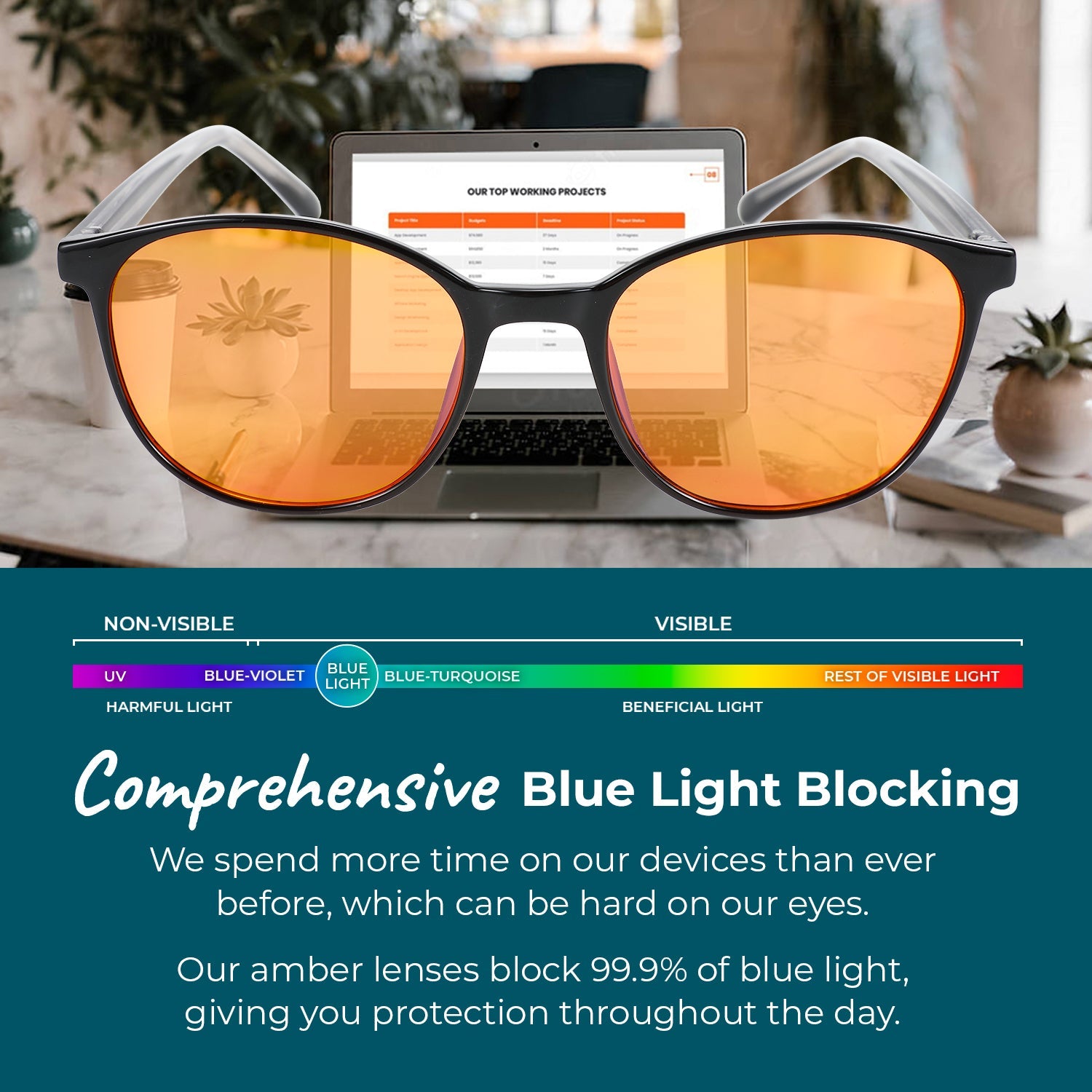 Night-time Taylor Kids Blue Light Blocking Glasses - Black