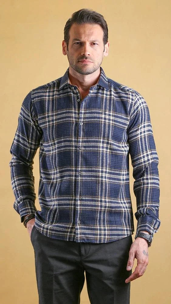 The Woodsman Shirt(Navy Plaid)