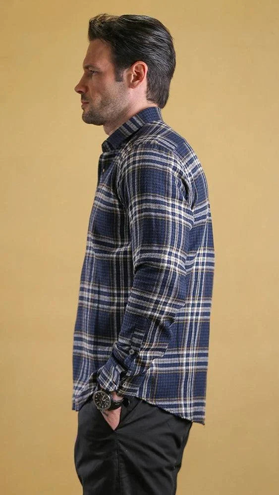 The Woodsman Shirt(Navy Plaid)