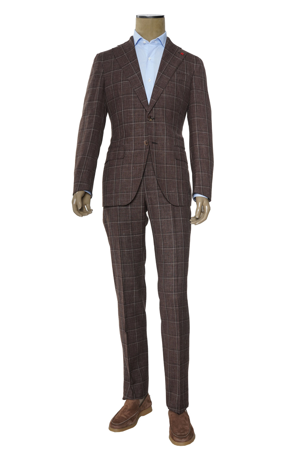 Isaia Double Windowpane Wool-Silk-Linen Suit