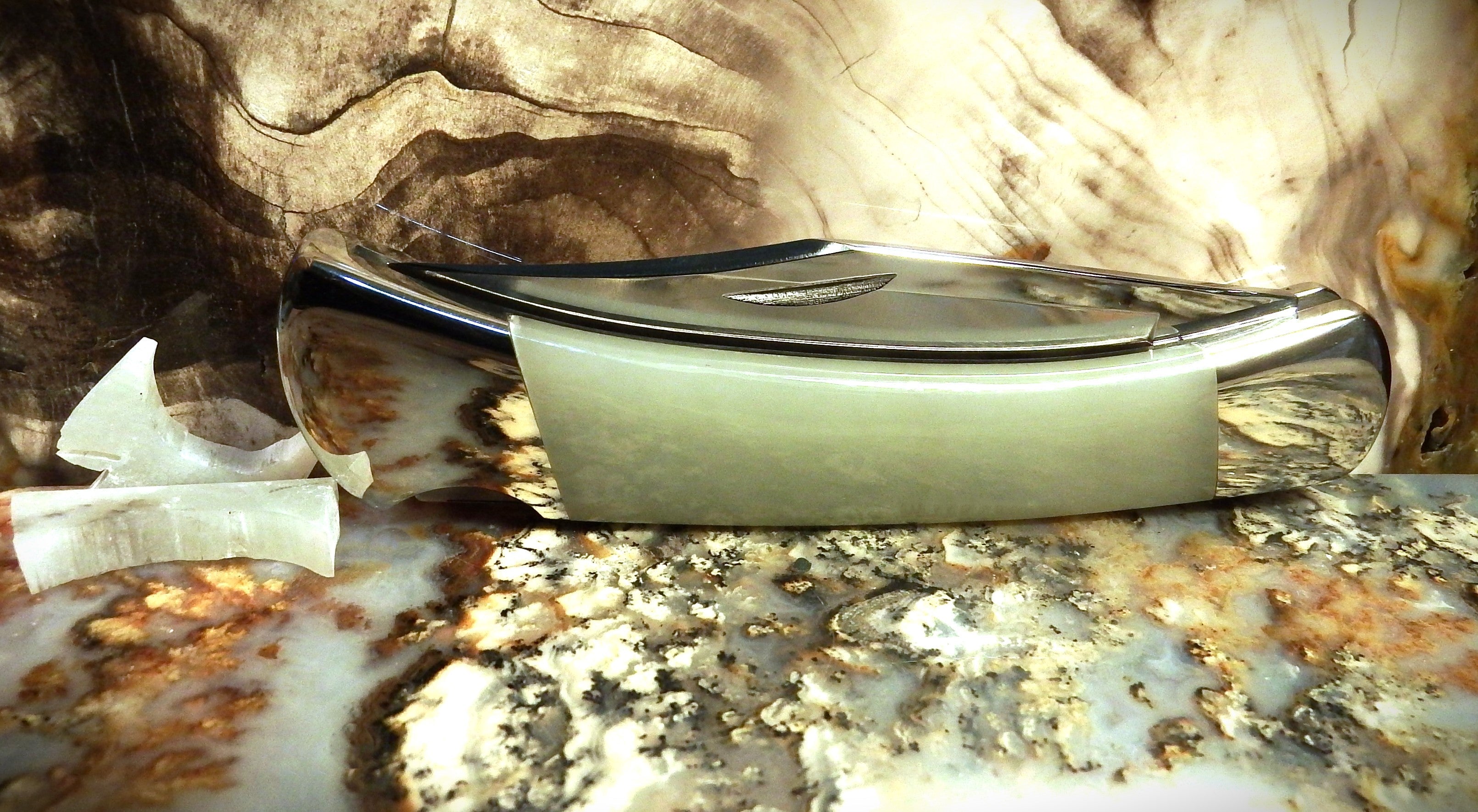 Buck Knife by Michael Hoover, Korean White Jade #4