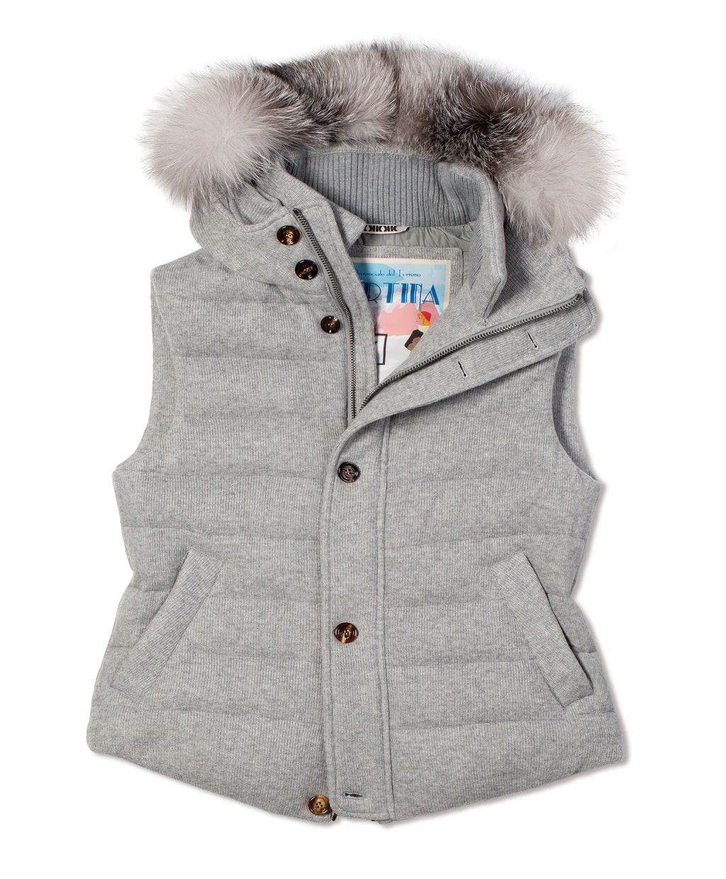 Kired by Kiton Kishb Cashmere Vest w/ Detachable Fox Fur Hood