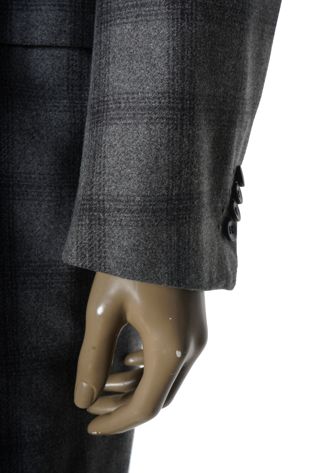 Kiton Windowpane Wool Button Down Overcoat