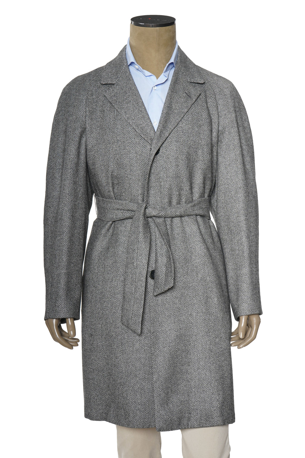 Kiton Herringbone Button Down Overcoat