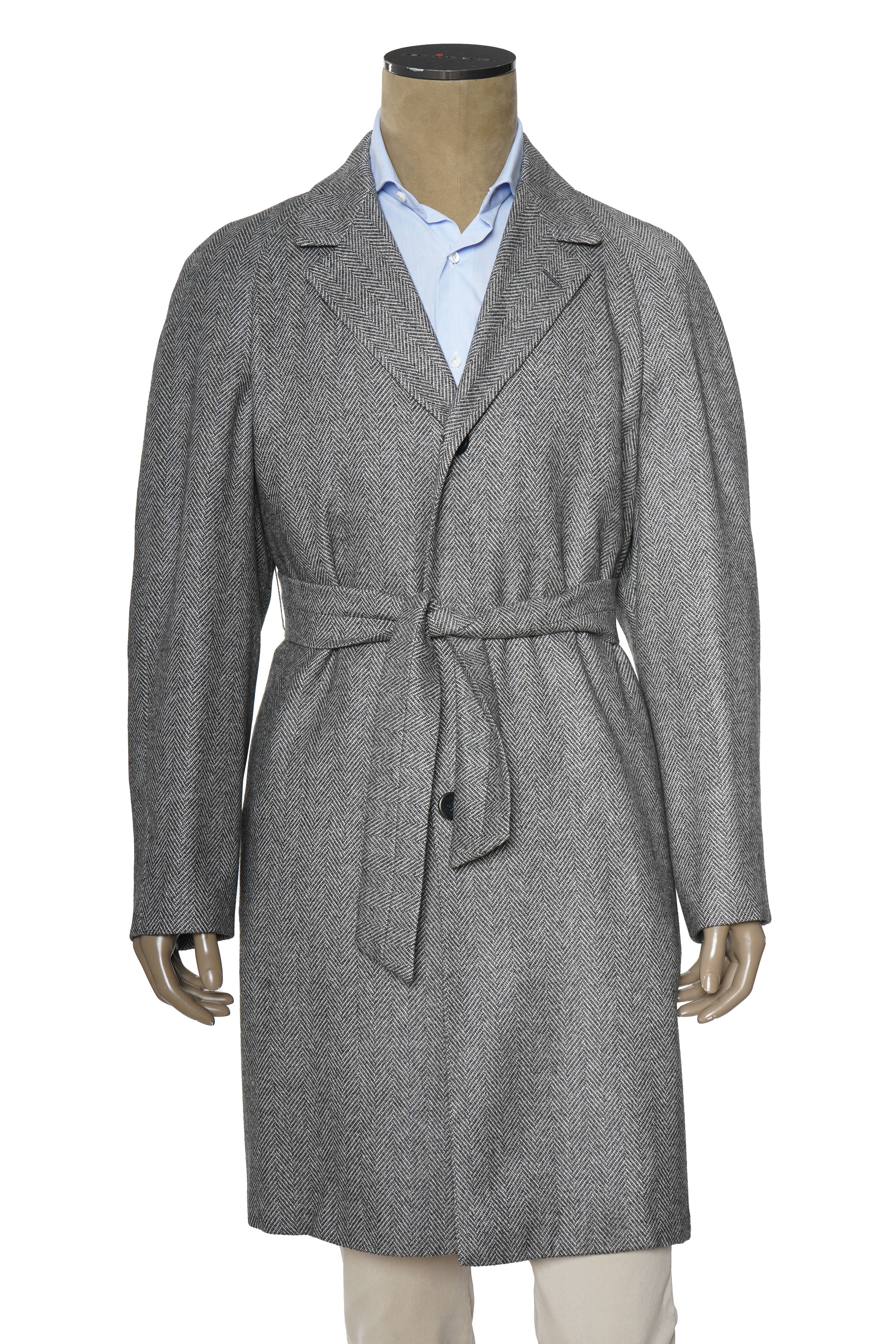 Kiton Herringbone Button Down Overcoat