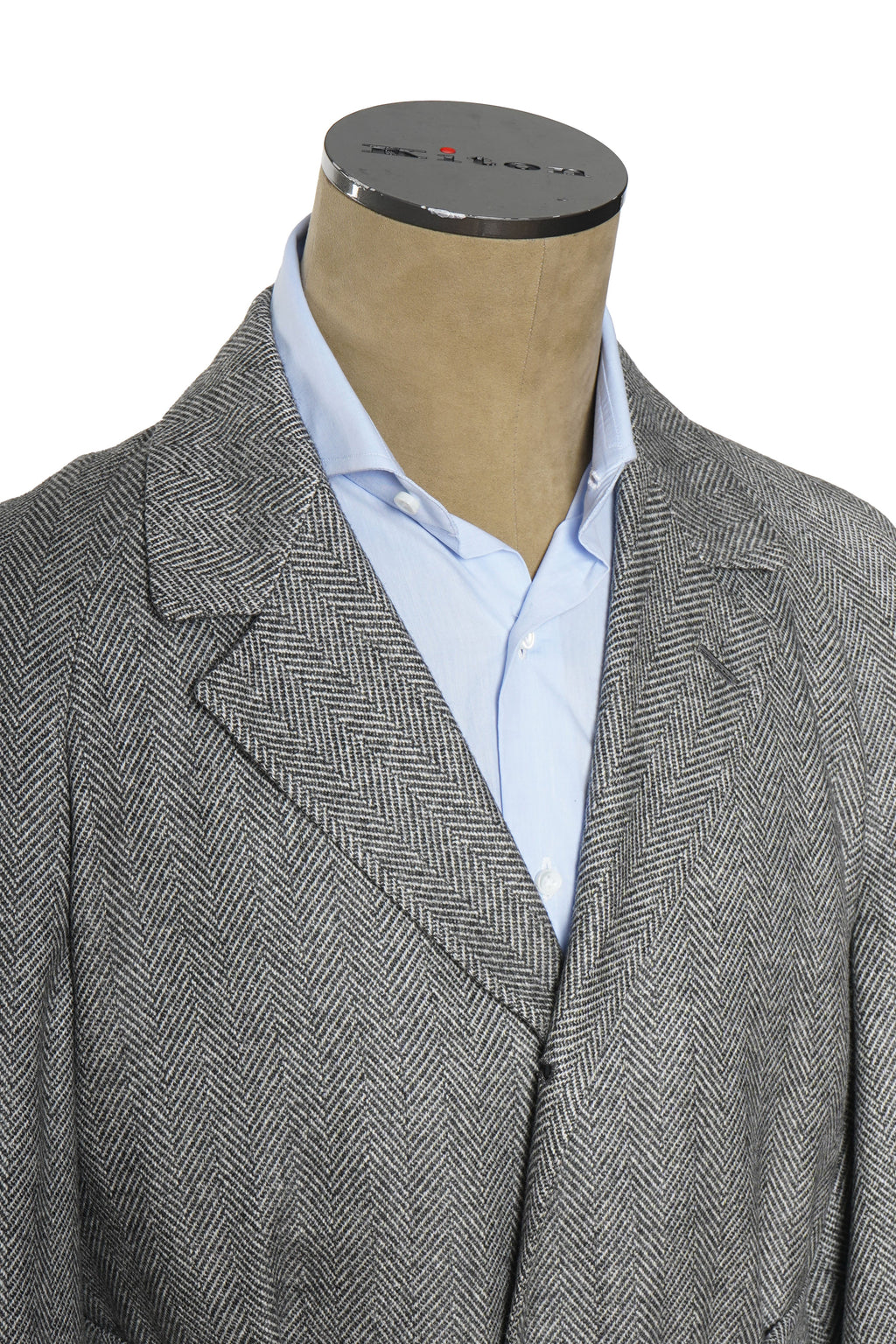 Kiton Herringbone Button Down Overcoat