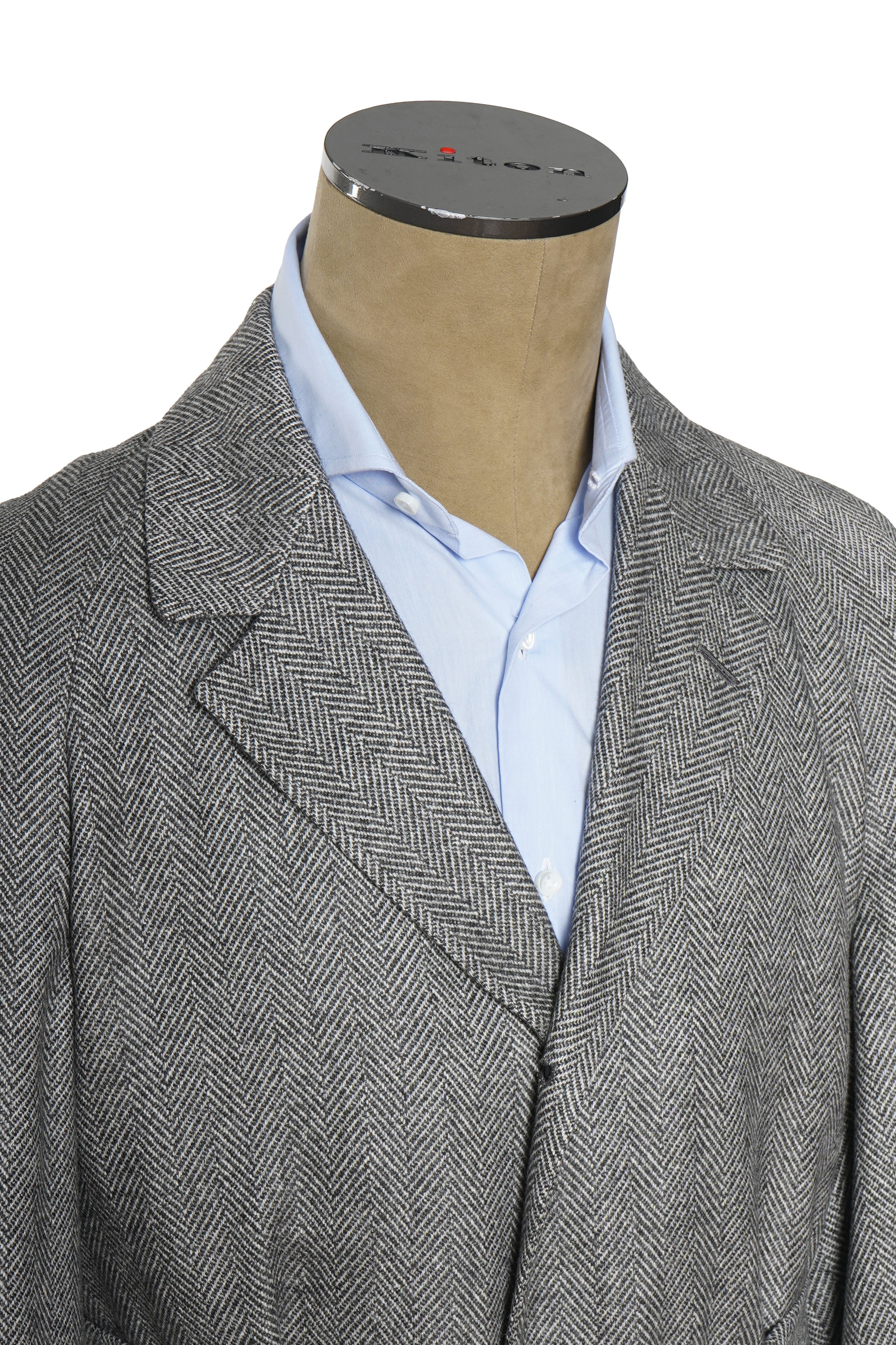 Kiton Herringbone Button Down Overcoat