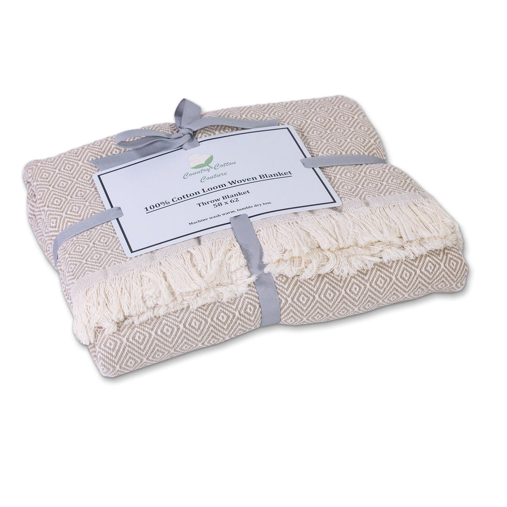 100% Cotton Patterned (Large) Throw Blankets - 58" x 62"