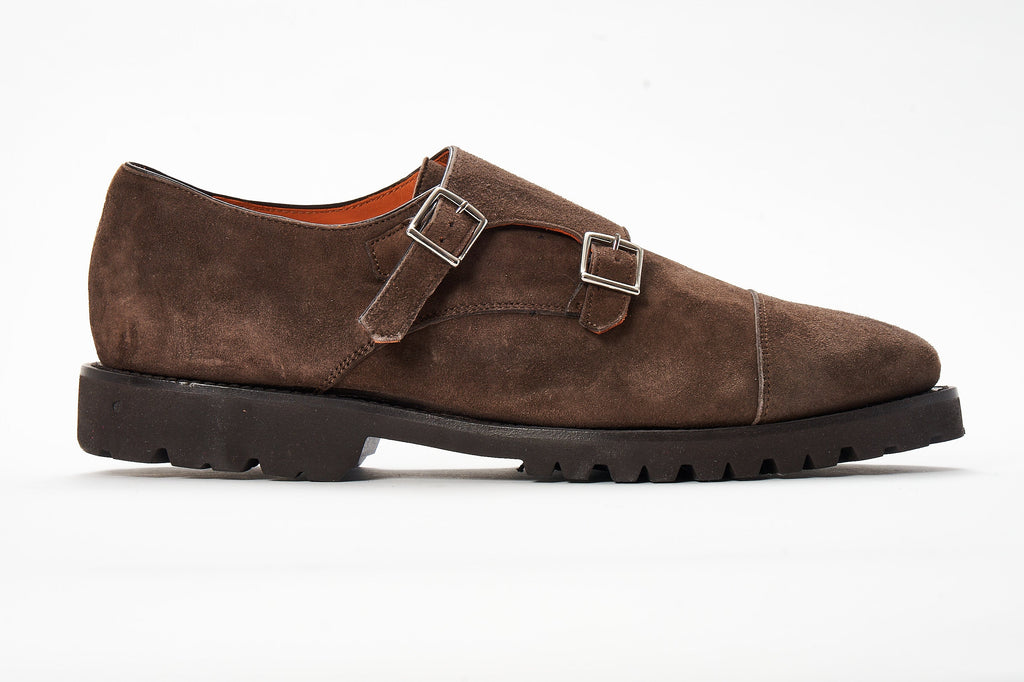 Andrea Ventura Monte Carlo Suede Monk Strap Dress Shoes