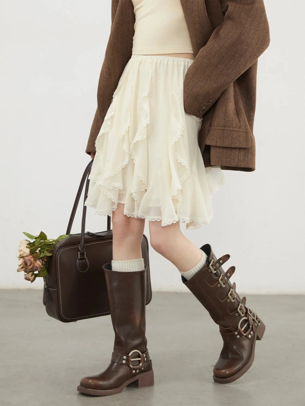 Women's Loose High Waist Irregular Lace Summer Skirt