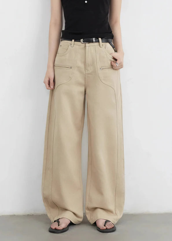 Split Wide Leg Jeans Loose Casual Denim Workwear