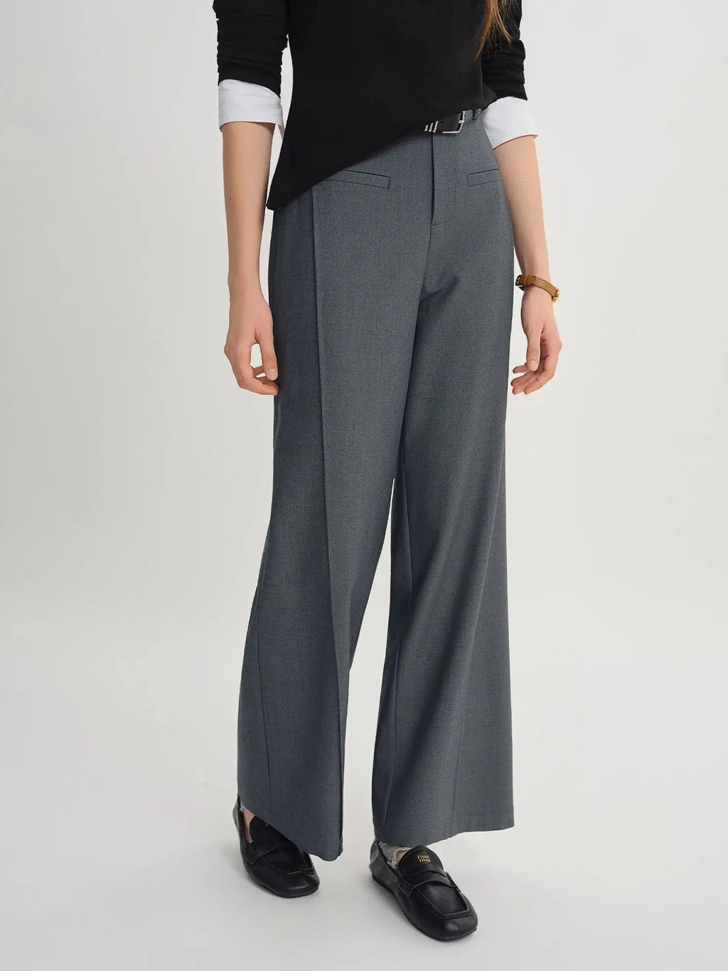 Relaxed Fit Office & Casual Pants with Structured Seam Details