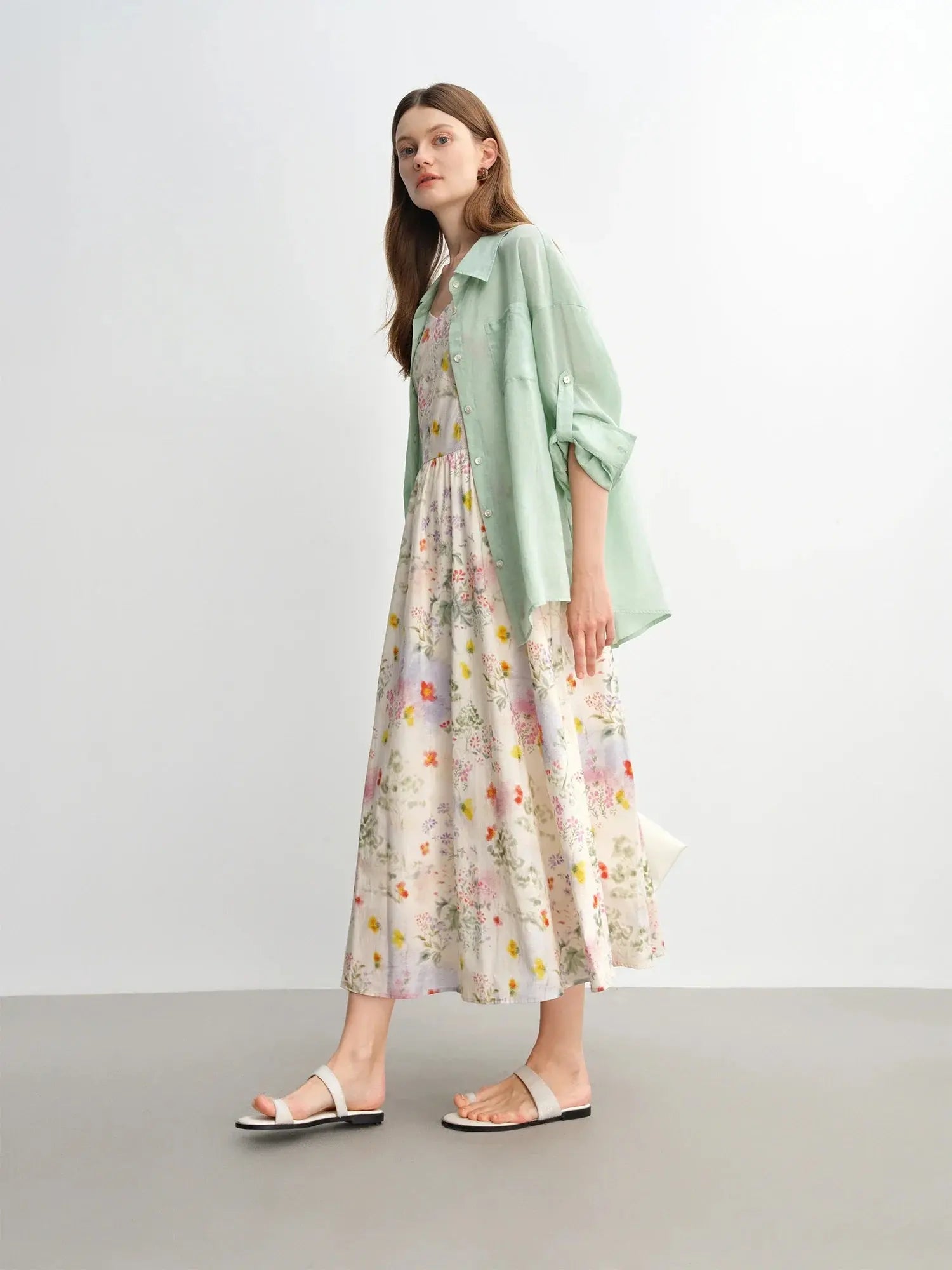 Women's Floral Strappy Midi Dress