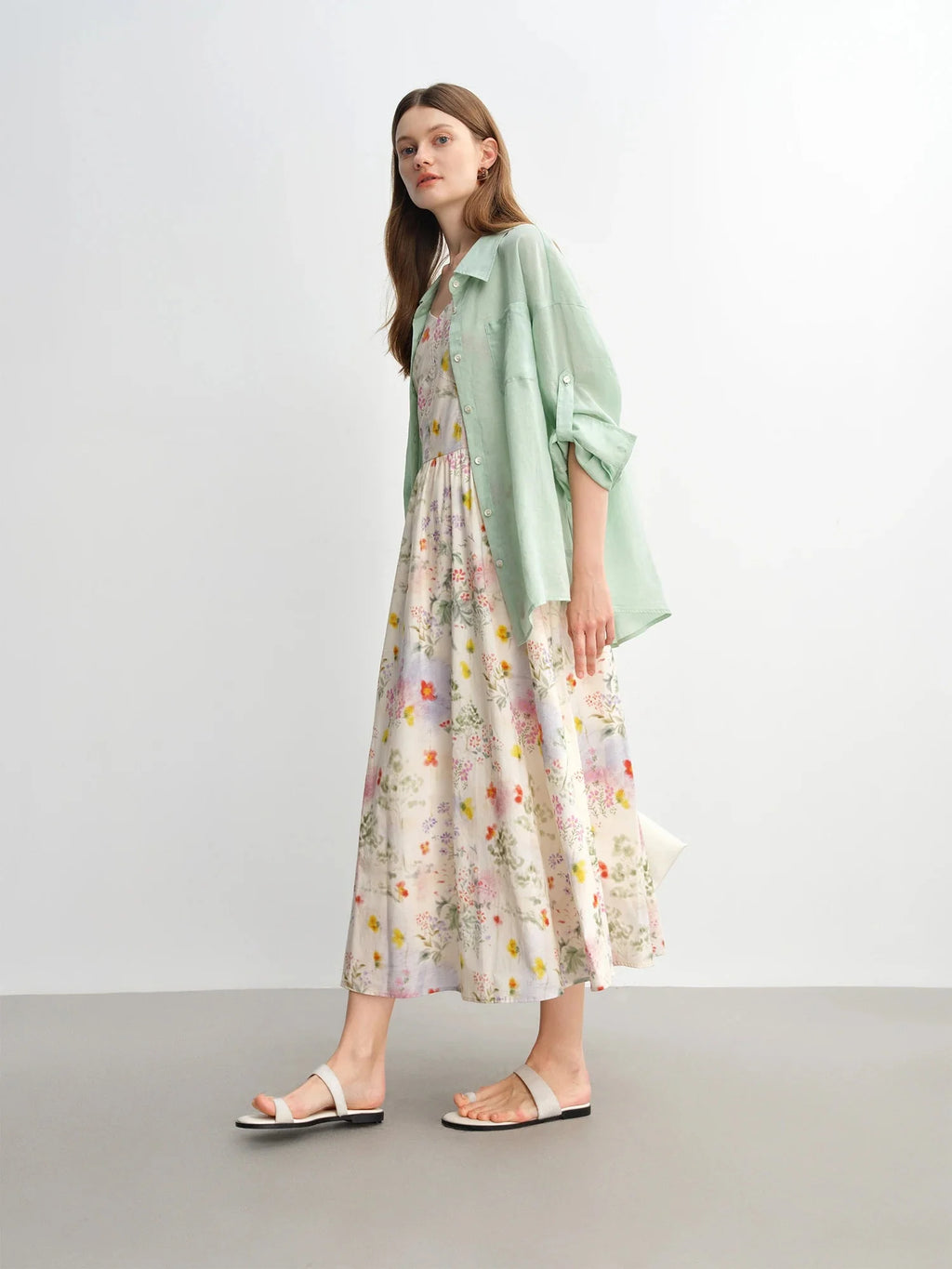 Floral Strappy Midi Dress Slimming Resort Style