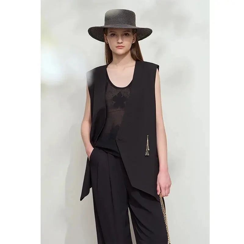 Women's Minimalist Sleeveless Mid-Length Vest