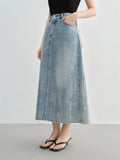 High-Waist Slimming Denim Skirt