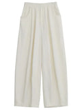 White Wide-Leg Pants High-Waisted Casual